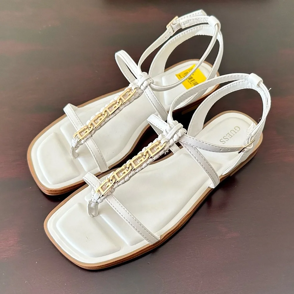 GUESS Women's Raima Branded T-Strap Flat Sandals size 8 - Picture 5 of 8